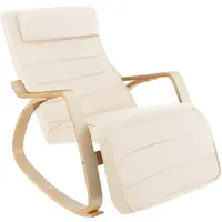 fauteuil à bascule avec des accoudoirs, cadre en bois de bouleau beige