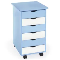 caisson de bureau à roulettes en bois bleu