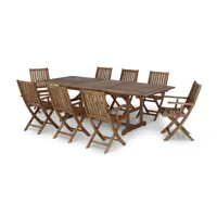 table de jardin extensible 180/240×100 et 8 chaises pliables