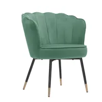 fauteuil  en velours vert avec pieds noir et doré