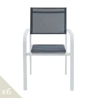 lot de 6 chaises de jardin en aluminium blanc et textilène
