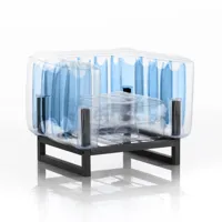 fauteuil cadre aluminium assise thermoplastique bleu cristal