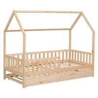 lit cabane gigogne pour enfant 190x90cm en bois