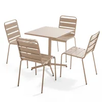 ensemble table de jardin carrée et 4 chaises taupe