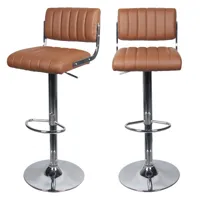 chaise de bar réglable 61/83 cm en cuir synthétique marron (lot de 2)