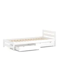 lit simple en pin massif 180x80 blanc