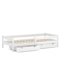 lit simple en pin massif 200x90 blanc