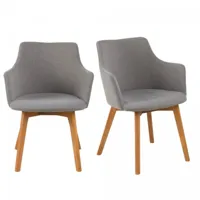 lot de 2 chaises avec accoudoirs en tissu gris