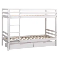 lit superposé pour enfant avec tiroirs 190x90cm blanc