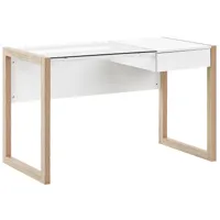 bureau blanc effet bois clair 120 x 60 cm avec tiroir
