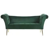 chaise longue en velours vert foncé