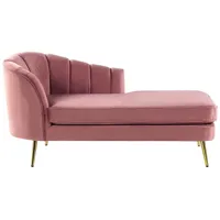 chaise longue côté gauche en velours rose