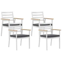 lot de 4 chaises de jardin blanches avec coussins gris