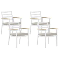 lot de 4 chaises de jardin blanches avec coussins beige