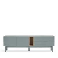 meuble tv 2 portes 2 tiroirs en bois l180cm gris clair