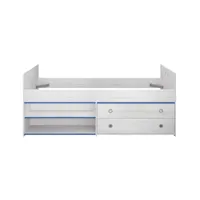 lit blanc avec tiroirs de rangement et niches - 90x200