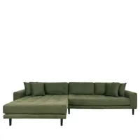 canapé d'angle gauche en tissu pieds noirs l290cm vert olive 4 places