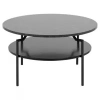 table basse contemporaine effet marbre et métal noir