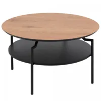 table basse ronde en bois et métal noir