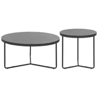 ensemble de 2 tables basses effet béton et noir