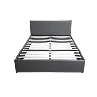 cadre de lit avec sommier relevable à lattes - gris - 140 cm