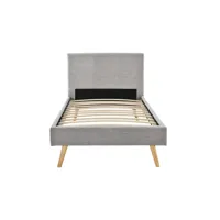 cadre de lit avec sommier à lattes - gris clair - largeur 90 cm