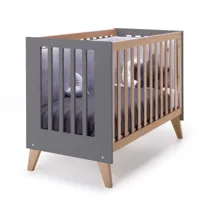 lit bébé - bureau (2en1) 60x120 cm en gris marengo
