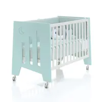 lit bébé - bureau (2en1) 60x120 cm en vert-menthe