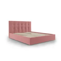 lit coffre avec tête de lit 180x200 cm en velours rose