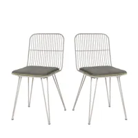 lot de 2 chaises design en métal gris clair
