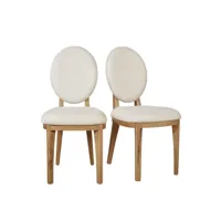 lot de 2 chaises en chêne et lin beige