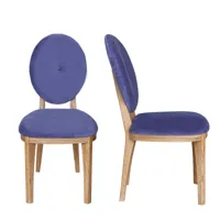 lot de 2 chaises en chêne et velours bleu indigo