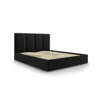 lit coffre avec tête de lit 180x200 cm en velours noir