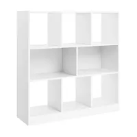 bibliothèque blanche 8 cases de rangement ouvertes - l97,5 x h100 cm