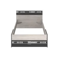 lit avec tiroirs de rangement couchage 90x200 cm - décor gris loft
