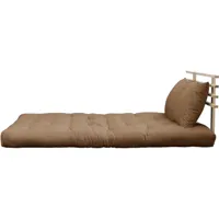 tête de lit en pin massif avec futon marron 140x200