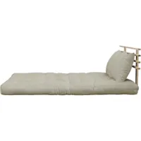 tête de lit en pin massif avec futon lin 140x200