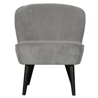 fauteuil velours cotelé gris