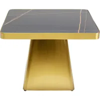table d'appoint carrée en marbre minéral noir et acier doré
