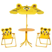 ensemble salon de jardin enfant 4 pièces design tigre jaune