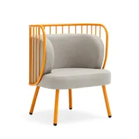 fauteuil contemporain en tissu et métal moutarde