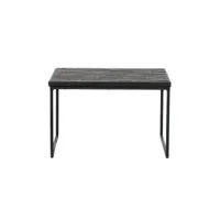 table d'appoint carrée en bois et métal noir