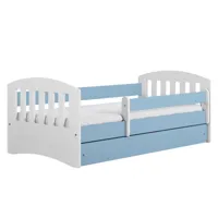 lit enfant à barrière 140x80 cm avec tiroir - matelas non inclus