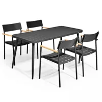 ensemble table de jardin et 4 fauteuils en aluminium noir