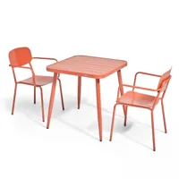 ensemble table de jardin et 2 fauteuils en aluminium terracotta