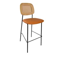 chaise de bar simili cuir orange