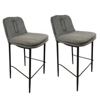 2 chaises de bar en tissu gris anthracite