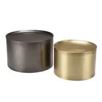 set de 2 tables d'appoint rondes métal gris anthracite et doré