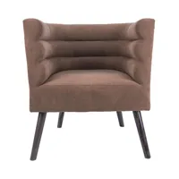 fauteuil design en tissu effet daim chocolat