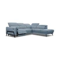 canapé d'angle droit 5 places avec relax électrique, tissu blue jeans